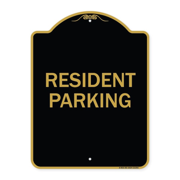 Signmission Designer Series Parking Resident Parking, Black & Gold Aluminum Sign, 18" x 24", BG-1824-23356 A-DES-BG-1824-23356 - main